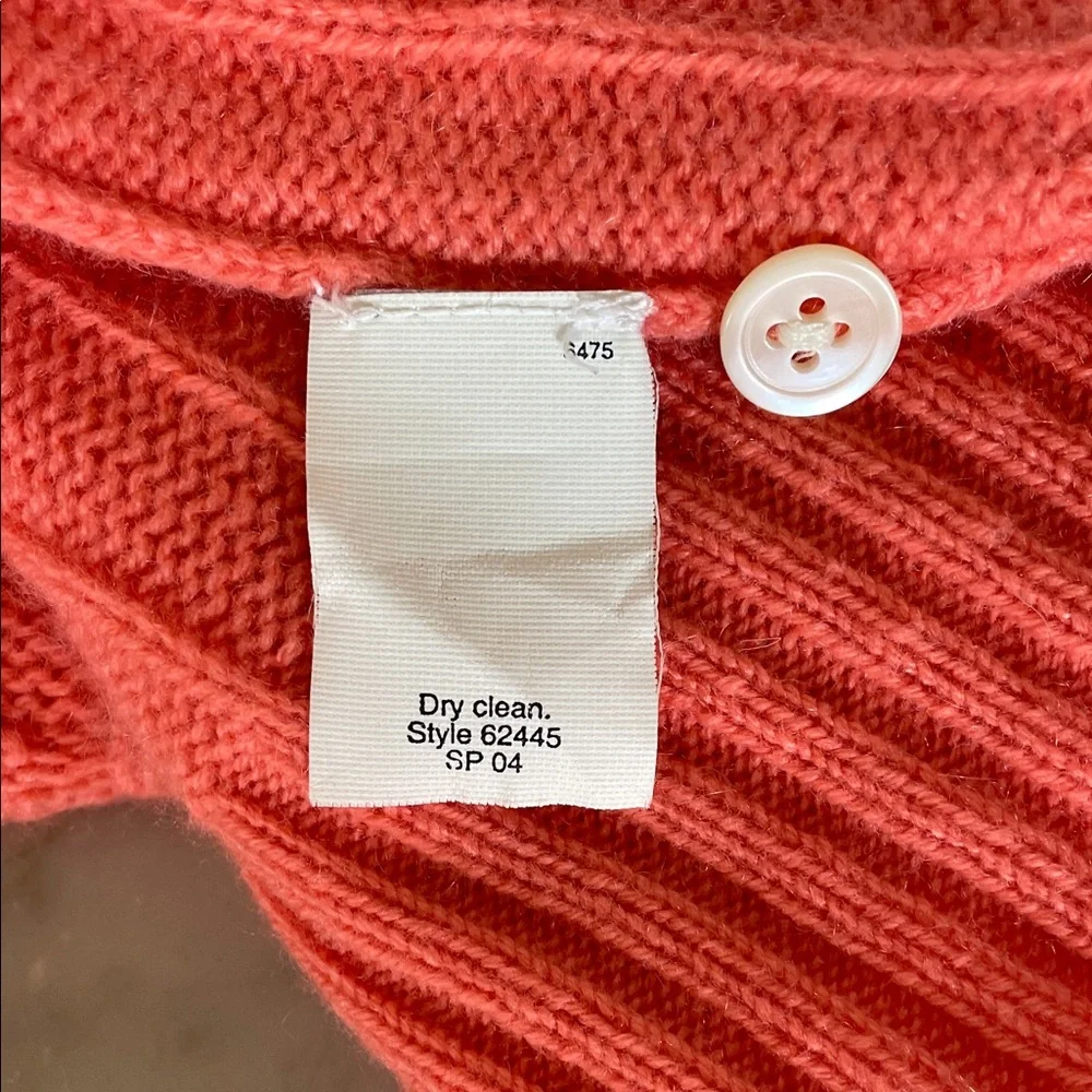 J. Crew Vibrant Coral Cashmere Short Sleeve Crewneck Cardigan S